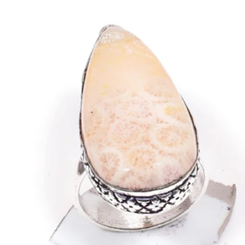 

Fossil Coral Silver Overlay over Copper, USA Size 7.75 , R5634