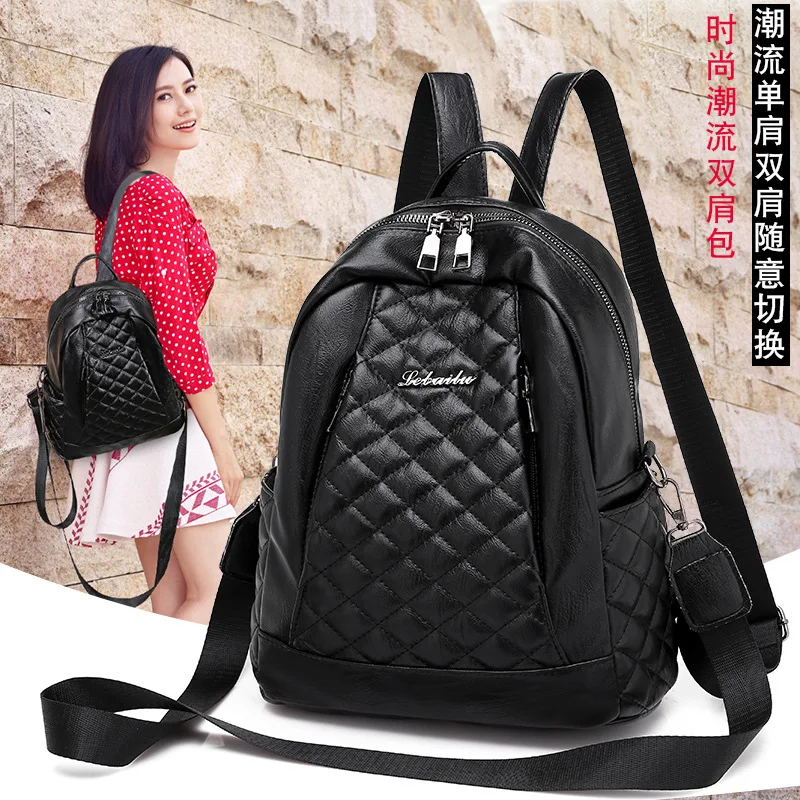 

Korean-style-Style Fashion Backpack 2019 New Style Casual Versatile Anti-Spillage Anti-Theft Pu Large-Volume Super Fire School B