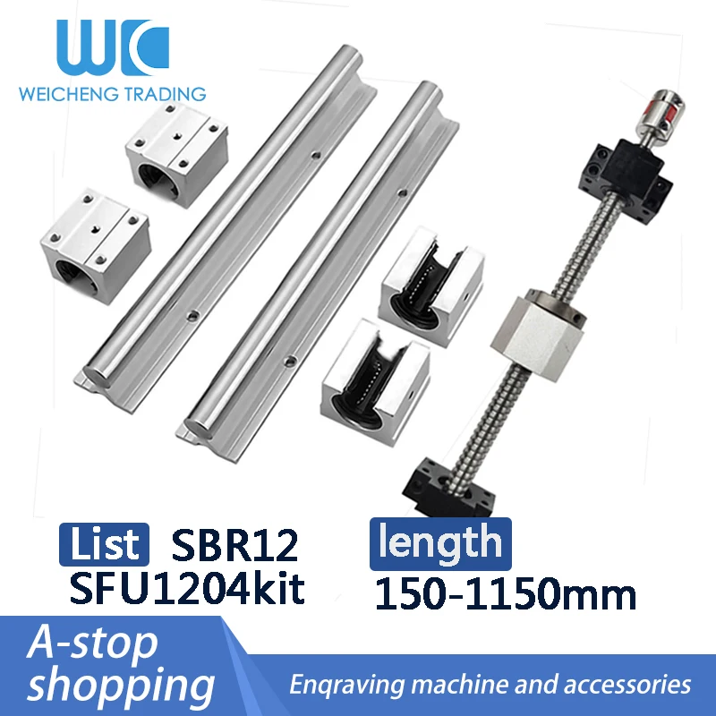 Trilho Linear Sbr12 Mais Parafuso de Esfera Linear Usinado Sfu1204 Mais 1204 Porca Mais Bloco Corporal Dsg12h Mais Suporte de Extremidade Rolamento Bkbf10 Mais Acoplamento Cnc se Peças