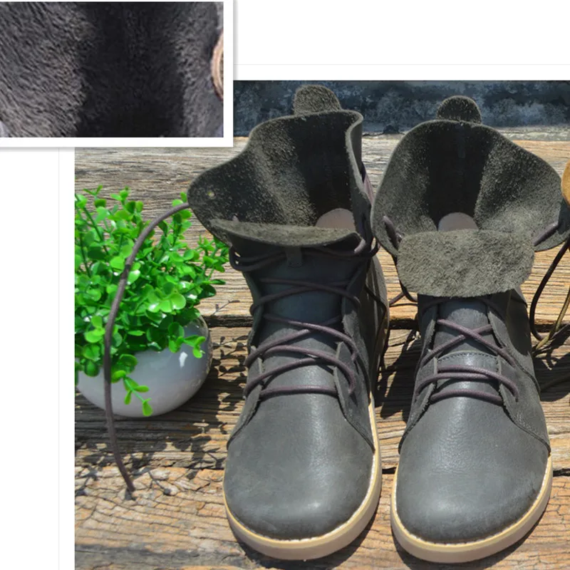 Careaymade/Ботинки Martin «Sen female» в европейском и американском стиле; полусапожки из натуральной кожи; женские мотоботы; 2 цвета - Цвет: Dark Grey Villus