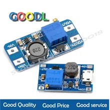 Módulo de impulso ajustável mt3608 DC-DC, placa de impulso 2a, com microusb, 2v-24v a 5v, 9v, 12v, 28v, 1 uds.