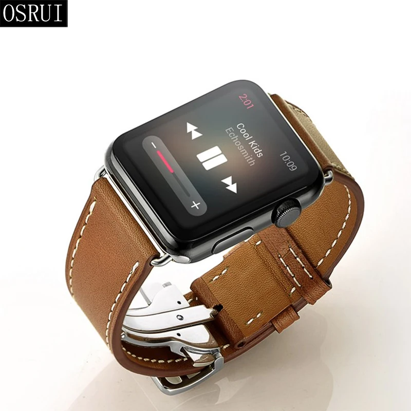 Кожаный ремешок для apple watch band 5, 4, 44 мм, 40 мм, correa iwatch 3, 2, 42 мм, 38 мм, браслет с пряжкой, аксессуары для apple watch