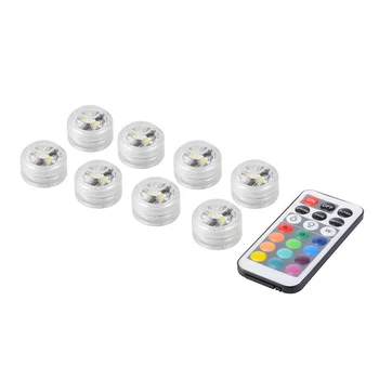 

8pcs/12pcs Party Submersible LED Light Waterproof Remote Control RGB Underwater Light ABS Vase Decor Outdoor Battery Operated