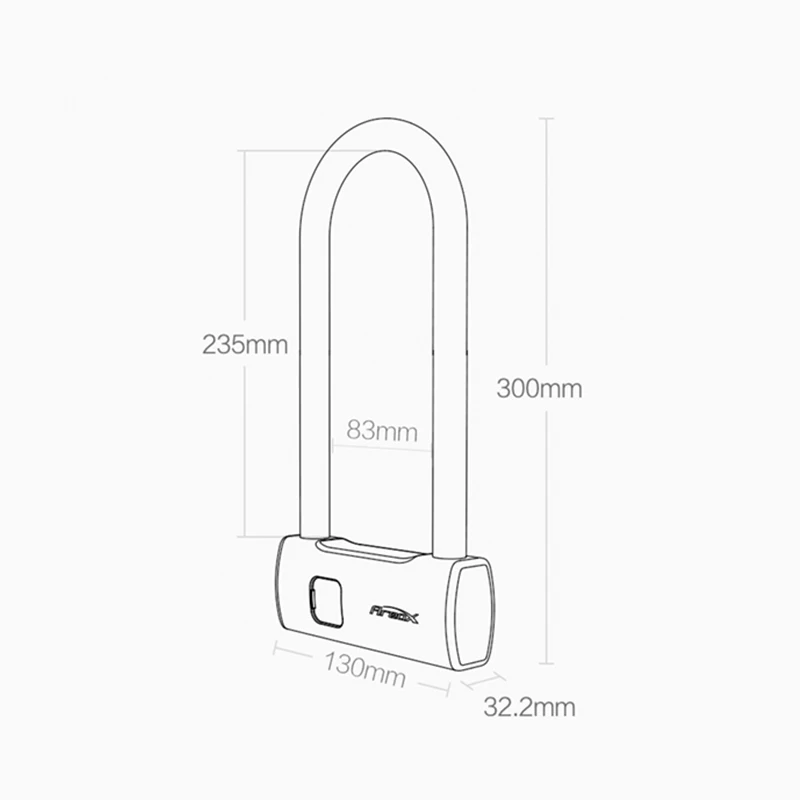 Long U-lock AreoX U8 умный отпечаток пальца u-замок водонепроницаемый Противоугонный сдвиг для электрического скутера/мотоцикла/велосипеда универсальный стальной - Цвет: Long U-lock