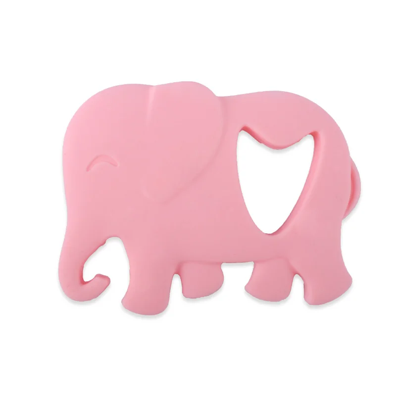 light pink 1 шт. пищевого силикона прорезыватель мультфильм слон ребенок жевать Прорезыватель кулон подарок для душа ребенка - Цвет: light pink