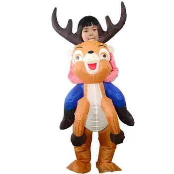 

Cartoon Elk Kids Inflatable Toy Blow Up Suit Christmas Fancy Party Outfit Child Elk Inflatable Suit