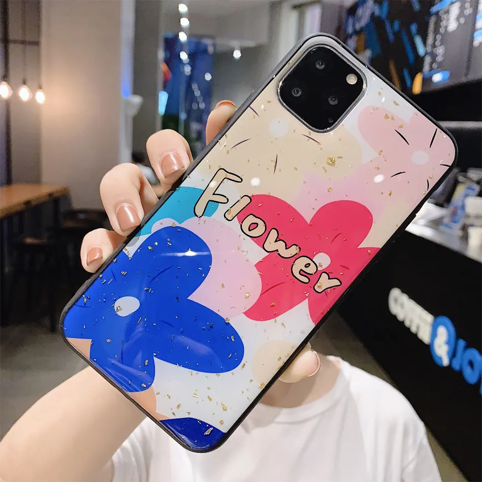 Sinocom Handa Love Heart Flower Coque чехол для Huawei P10 P30 Lite P20 Pro mate 20 Nova 5 мягкое Мраморное блестящее золотое покрытие из фольги