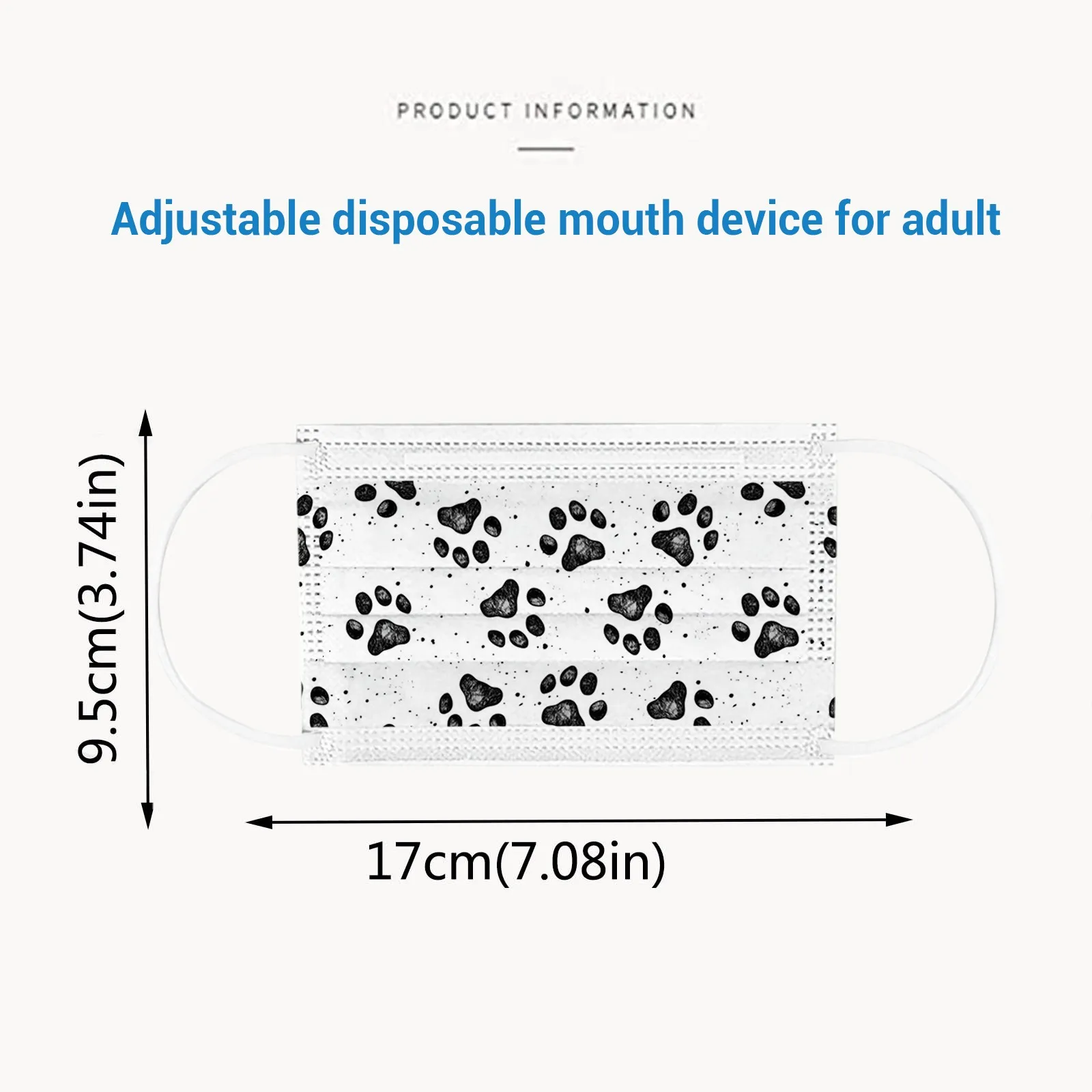 30pcs Adult Dog Paw Pattern Mask Three Layer Disposable Protective Breathable Face Masks Women Dustproof Masque Jetable Adulte
