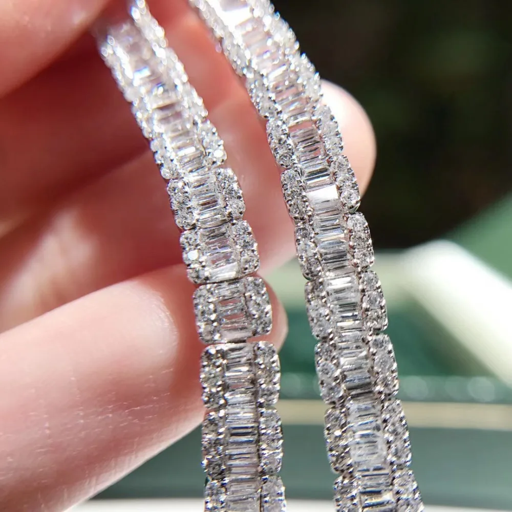 Модный Стиль Твердый 18k желтый белый золотой 2.60ct GF цветной алмазный браслет для женщин Тест Положительный