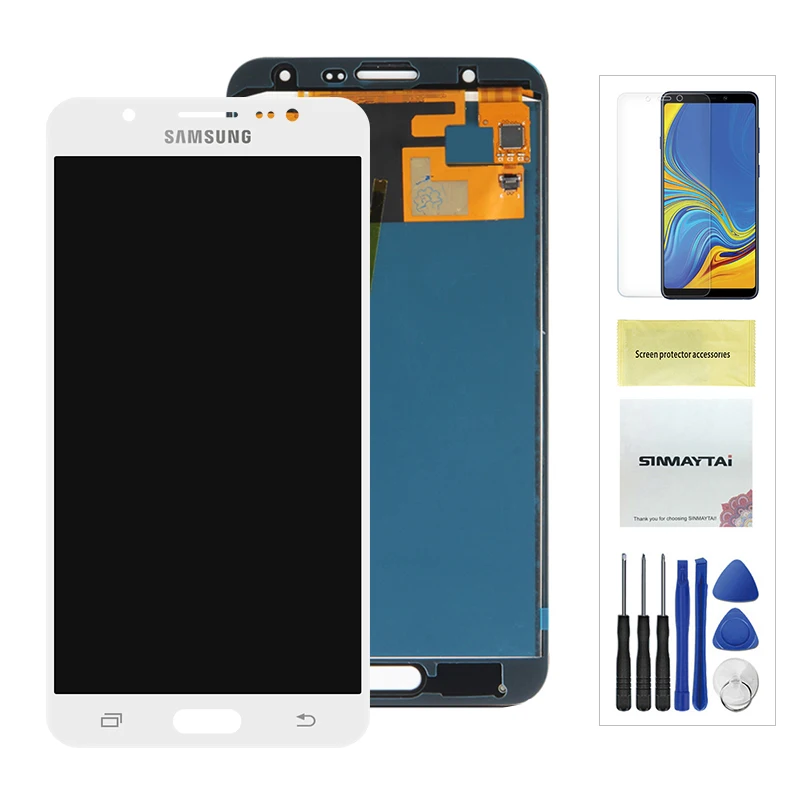 TFT J700 ЖК-дисплей для samsung J7 J700 SM-J700F J700M J700H/DS ЖК-дисплей сенсорный экран дигитайзер с рамкой кнопка Home - Цвет: White No Frame