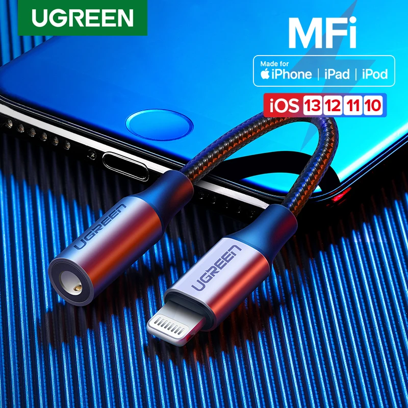 Ugreen MFi Lightning/3,5 мм адаптер для наушников для iPhone 11 Pro 8 7 Aux 3,5 мм кабель для адаптера Lightning аксессуары Ugreen MFi Lightning/3,5 мм адаптер для наушников для iPhone 11 Pro 8 7 Aux 3,5 мм кабель для адаптера Lightning аксессуары
