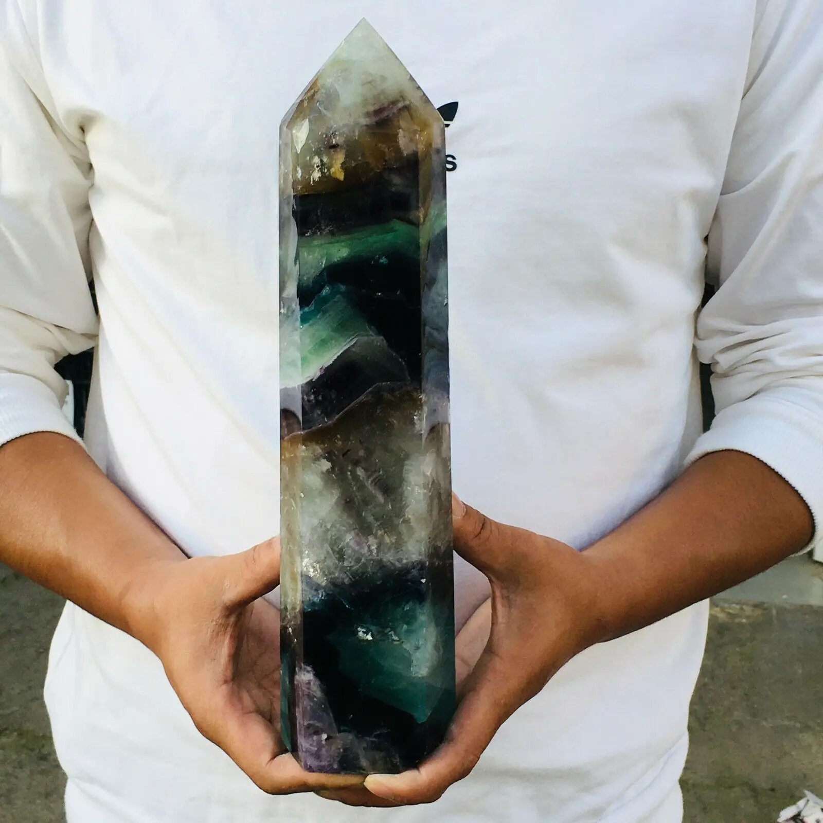 Natural Fluorite Obelisk Quartz Crystal Healing Reiki Wand Tower Point 3