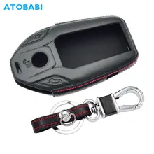 4D Leather Car Key Case For BMW G12 5 7 Series 730i 740i 750i 760i Keychain Holder LCD Smart Remote Control Fob Protector Cover