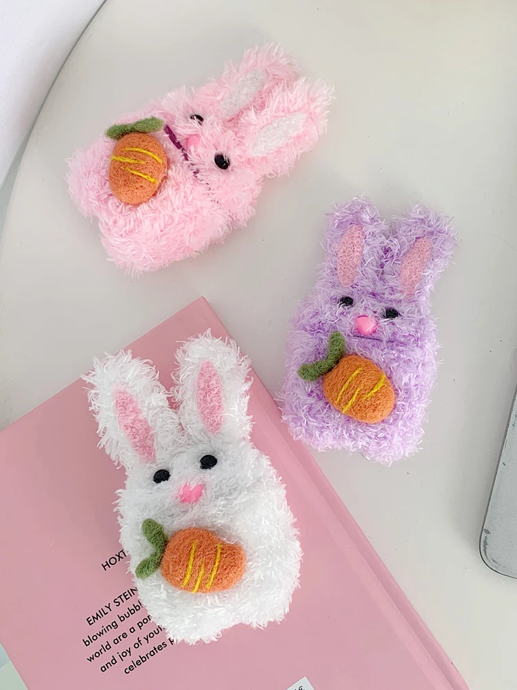 AZiMiYO Cute Fluffy Bluetooth Earphone Case for AirPods Cover Plush Bunny Plush Protective Cover for Apple Air Pods Case