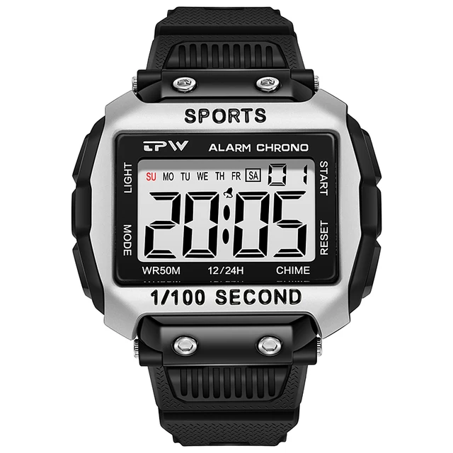 Super Easy to Read Scratch Proof Case 5ATM Water Resistant Oversized Digital Watch