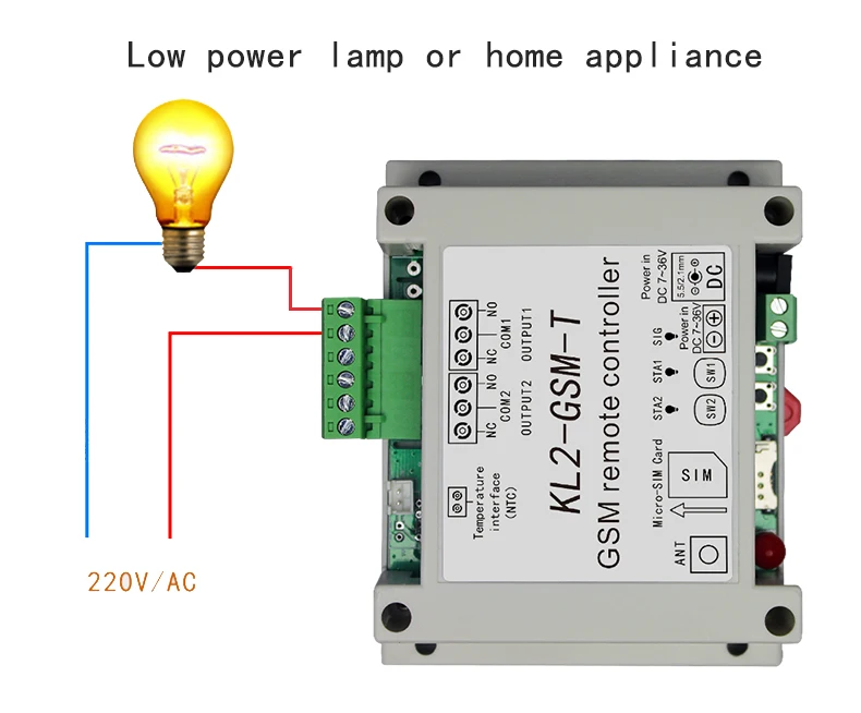 DC12V 2 канальный релейный выход GSM пульт дистанционного управления KL2-GSM-T с 1 метровым датчиком температуры