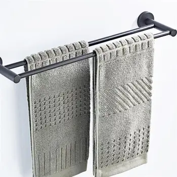 

Wall Mount Towel Rack Double Pole Towel Bar Towel Shelf Towel Holder For Home Bathroom Hotel Kitchen Towel Shelf Accessories