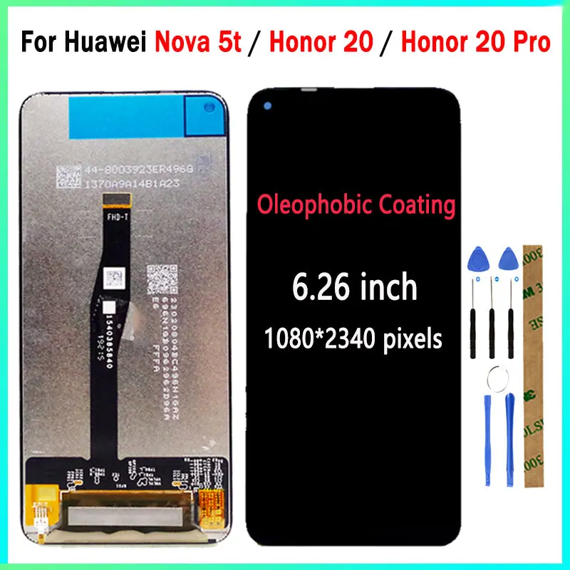 6 2-дюймовый ЖК-дисплей для Huawei Honor 20 YAL-AL00 YAL-L21 + сенсорный сенсор в сборе Pro YAL-L41 Nova 5T