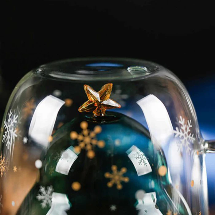 Горячие рождественские дерево стеклянная чашка с двойными стенками стекло, снежинка анти-обжигающие изолированные кофейные кружки LSK99