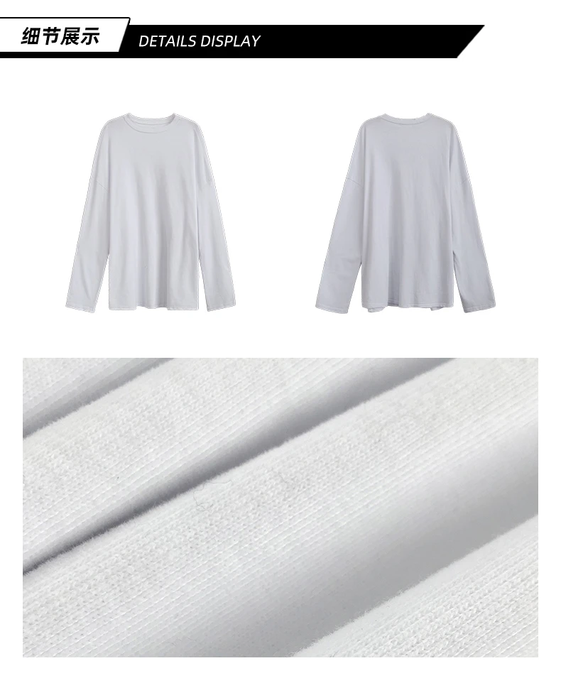 2021 spring Solid Simple oversized tshirt harajuku long T Shirt Women kawaii T-shirts Women 90s White yellow long Sleeve Tops