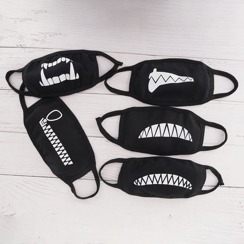 New 1PCS Black Cotton Dustproof Mouth Face Mask Cartoon Kpop Protective Mask Women Men Muffle Cute Unisex Face Mouth Masks