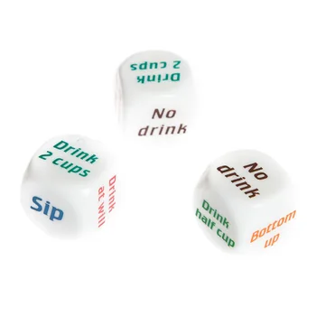 

2PC 2.5cm Color Printing English Creative Dice Sieve Pub Drink Accessories Bar Party Dices
