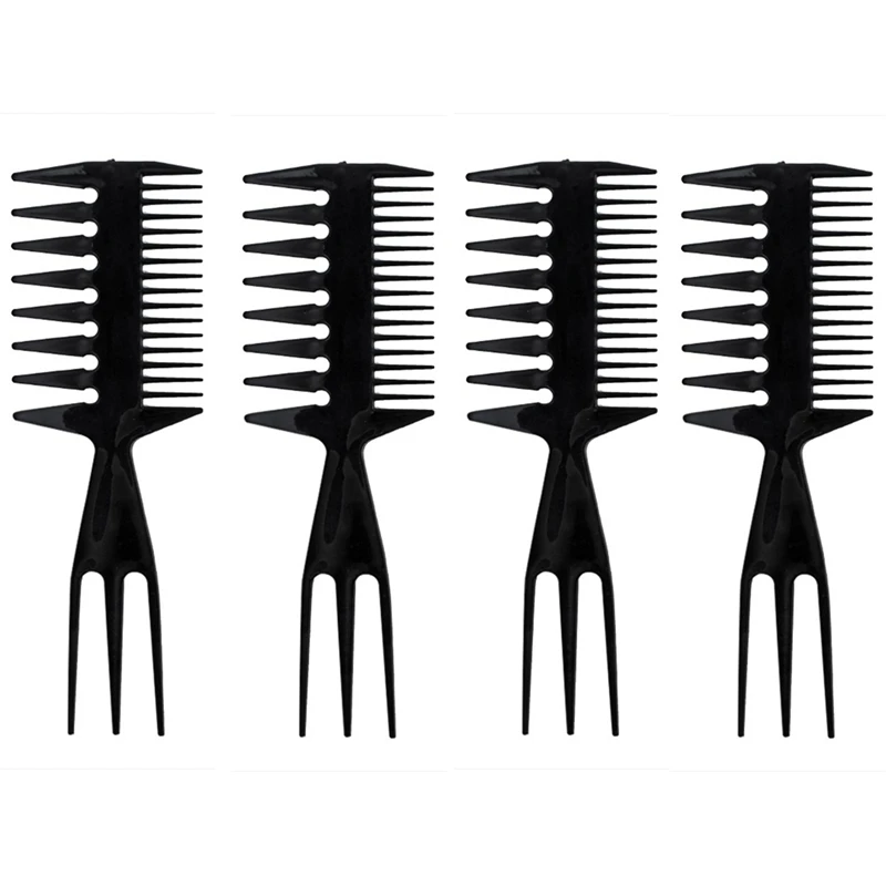 

4PCS Professional Double Side Tooth Combs Fish Bone Shape Hair Brush Barber Hair Dyeing Cutting Coloring Brush Man Hairstyling