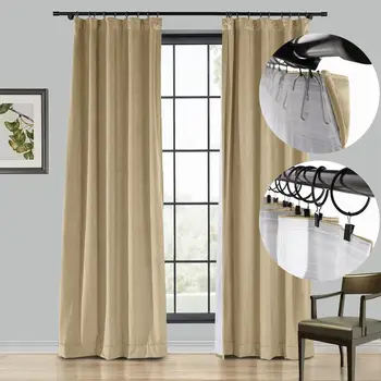 

Drapifytex Blackout Curtains Drapes Birkin 4-in-1 Header Solid Velvet Drape Panels Custom Curtains French Light Luxury (1 Panel)