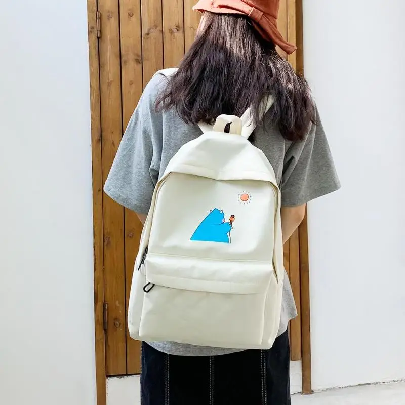 

Women Casual Backpack Fashion Cartoon Printing Travel Backpacks Preppy Style School Satchel Bags Oxford Large Capacity Rucksack