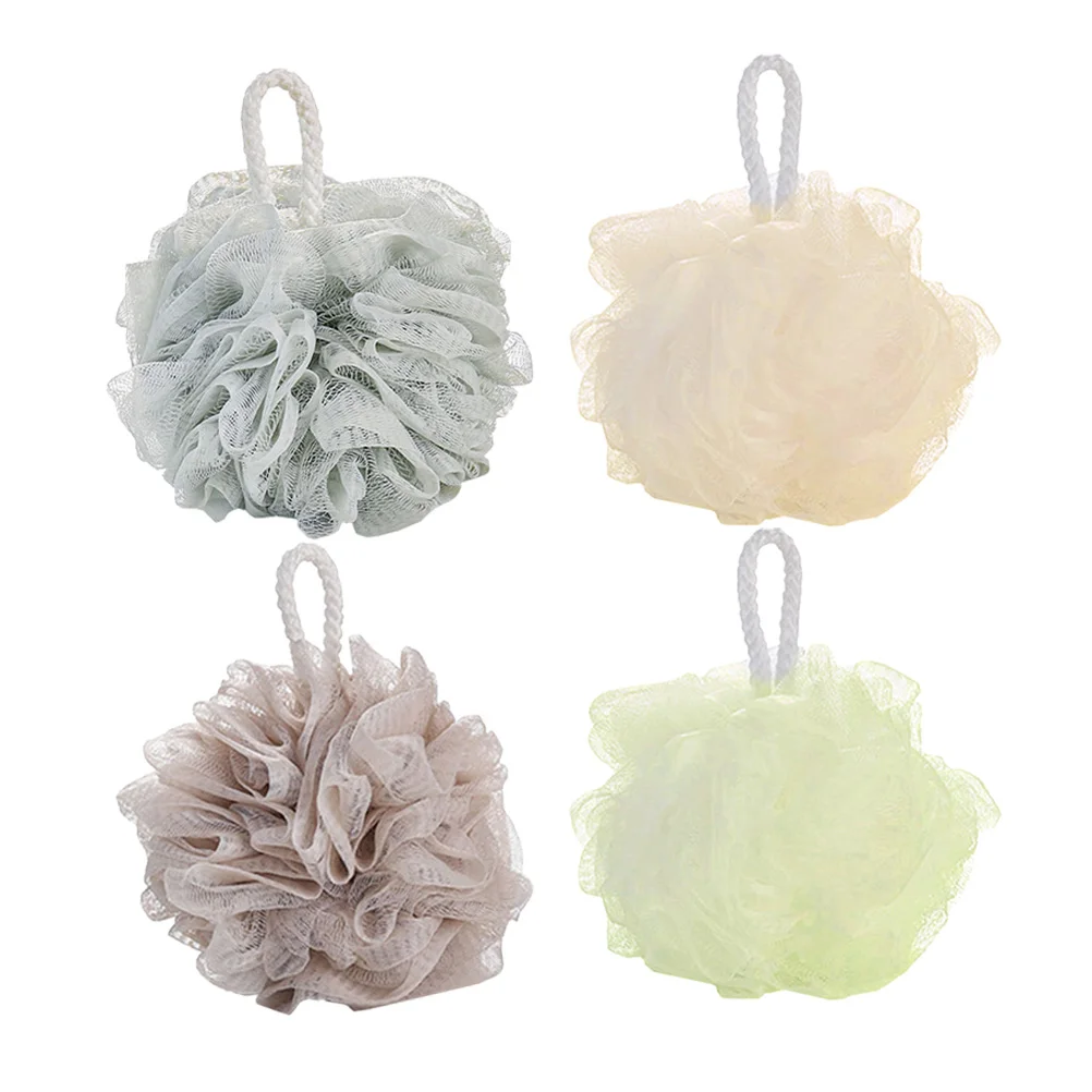 4PCS Bath Ball Soft Comfortabl Large Solid Color Mesh Pouf Shower Body Cleaning Sponge for A50 | Дом и сад