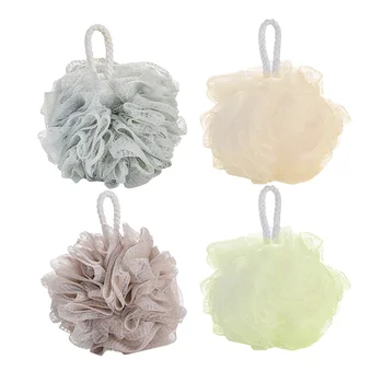 

4PCS Bath Ball Soft Comfortabl Large Solid Color Mesh Pouf Shower Ball Body Cleaning Ball Mesh Sponge for Shower Bath A50