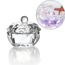 Дизайн ногтей толстое акриловое Хрустальное стекло блюдо чаша+ крышка стеклянный порошок Инструменты для укладки ногтей JS11