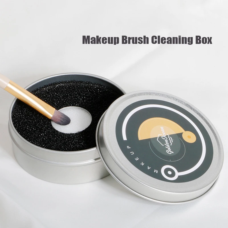 1 шт. коробка для сухой чистки кистей макияжа черная губка Круглый сердечник