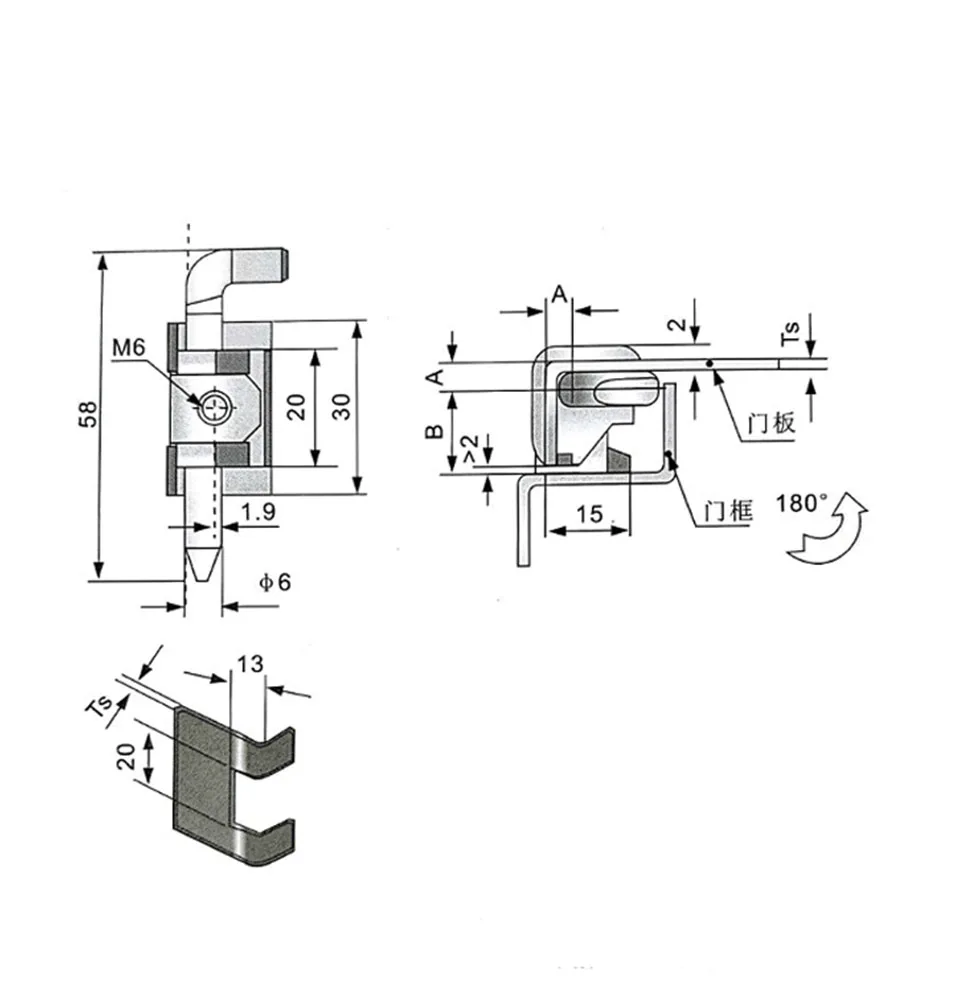 Detachable zinc alloy hinge bolt CL230 distribution box cabinet hinge CL211 concealed