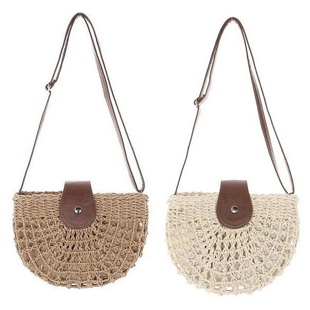 Womens Summer Boho Woven Handbag Shoulder Beach Bag Casual Tote Straw Wicker New