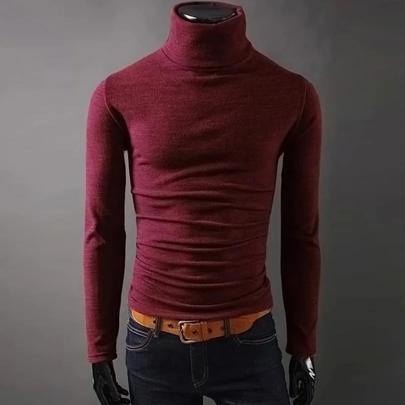 2019 Autumn And Winter New Men'S Sweater Men'S High Collar Solid Color Sweater Men'S Slim Knitted Casual Sweater 2019 Autumn And Winter New Men'S Sweater Men'S High Collar Solid Color Sweater Men'S Slim Knitted Casual Sweater