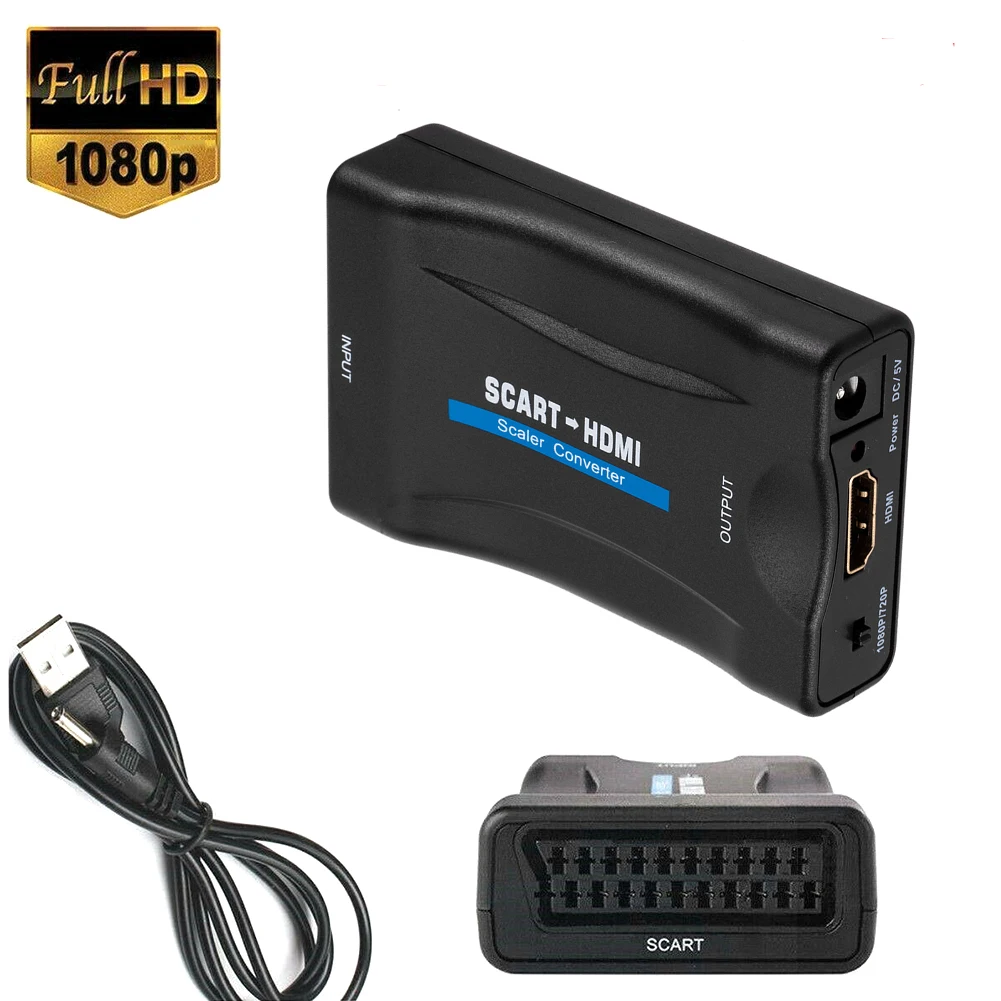 1080P SCART a HDMI compatibile Video Audio convertitore di lusso adattatore  di segnale AV ricevitore spina di alimentazione ue per HDTV DVD per Sky  Box| | - AliExpress