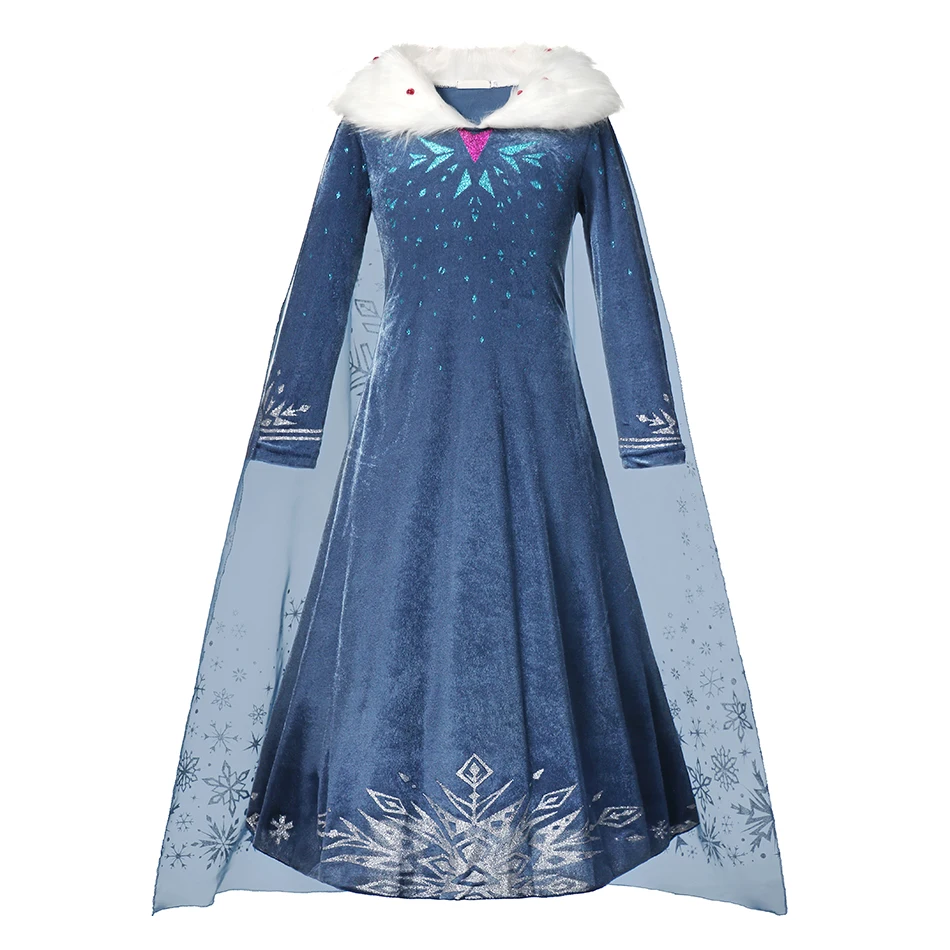 rosado Pescador Persona australiana Vestido largo de invierno para niña, traje de princesa Elsa de Disney,  vestido de fiesta para niña, disfraz de Frozen, malla de copo de nieve para  baile de graduación _ - AliExpress