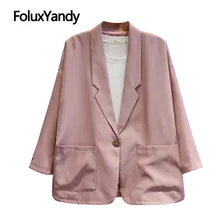 Spring Coats Women Blazers Plus Size XXXL 4XL Single Button Pockets Long Sleeve Casual Blazers Outerwear SWM1379