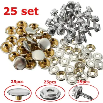 

75Pcs Snap Fastener Stainless Steel Canvas Cap Tent Boat Marine Silver Tools Kit Snap Fastener Sockets Buttons Snap Fasteners