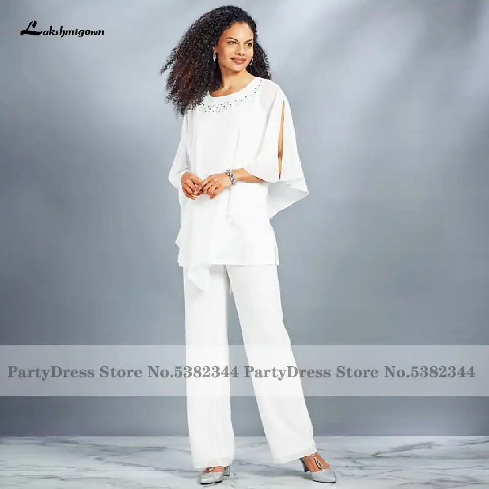 mother of the bride white pant suits