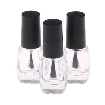 

1PC 4ml 5ML Transparent Glass Nail Polish Bottle Empty Lid Brush Cosmetic Containers Nail Clear Refillable Bottles With Brush