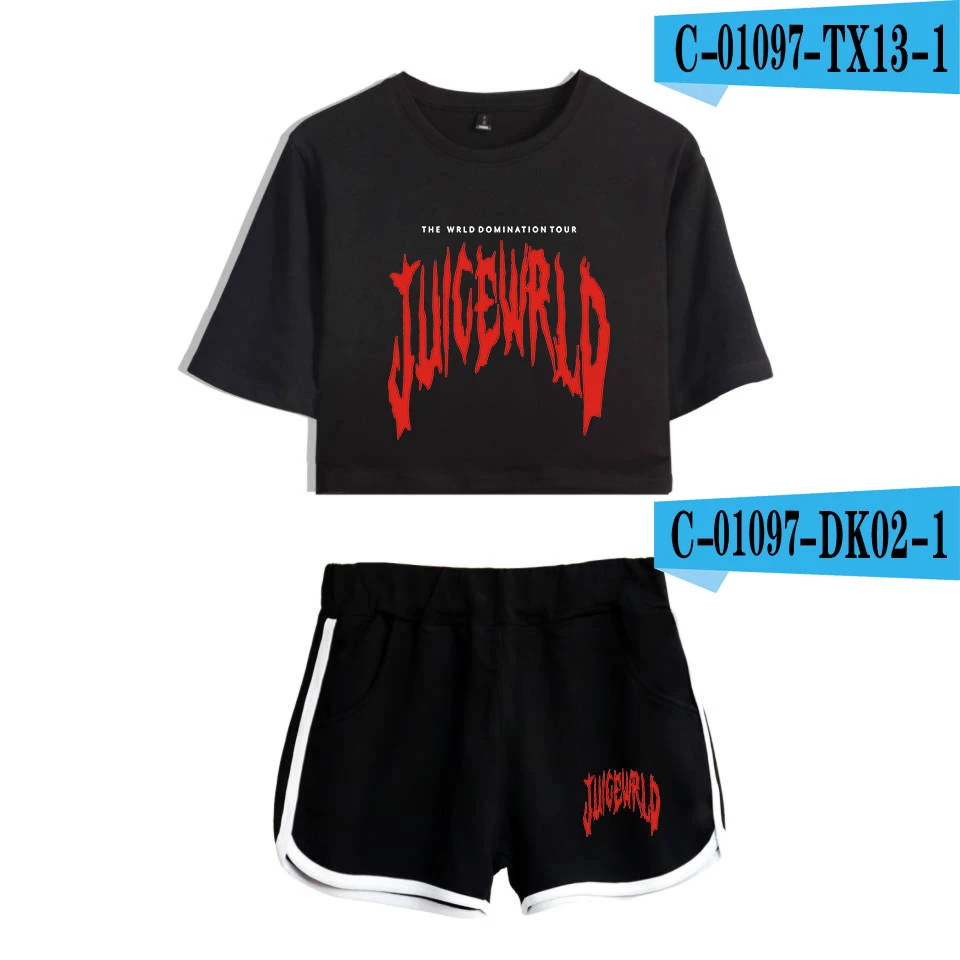 Rapper Juice WRLD "все девочки одинаковые" "Lucid Dreams" принт женский костюм из двух предметов шорты+ милые футболки горячая Распродажа одежды - Цвет: picture color