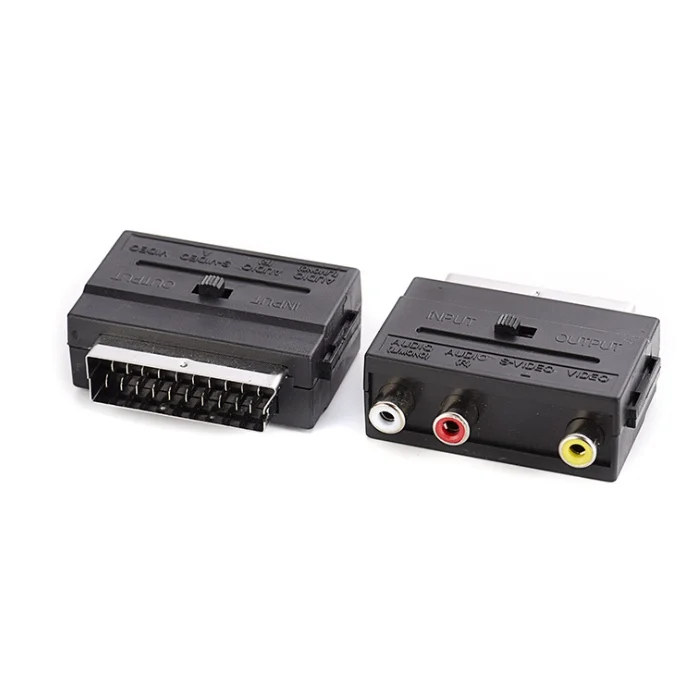 10 шт./лот Переходник SCART на 3 RCA композитный телефонный адаптер с выключателем In / Out