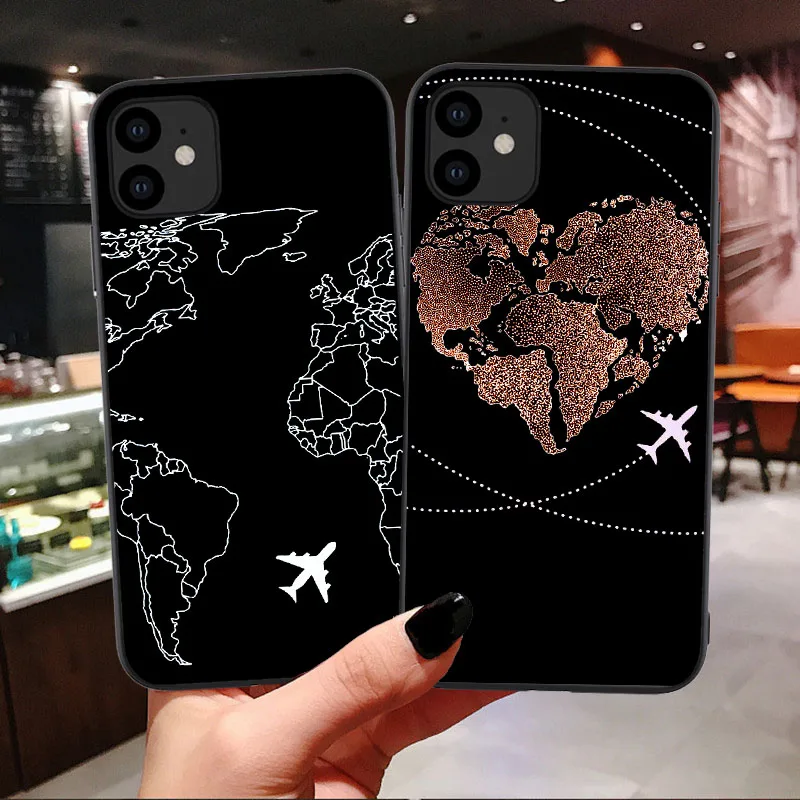 World Map Travel Just Go silicone TPU Cover For iPhones 11 Pro Max life Airplane Soft Case For iPhones 6 6s 7 8 Plus X XR XS MAX