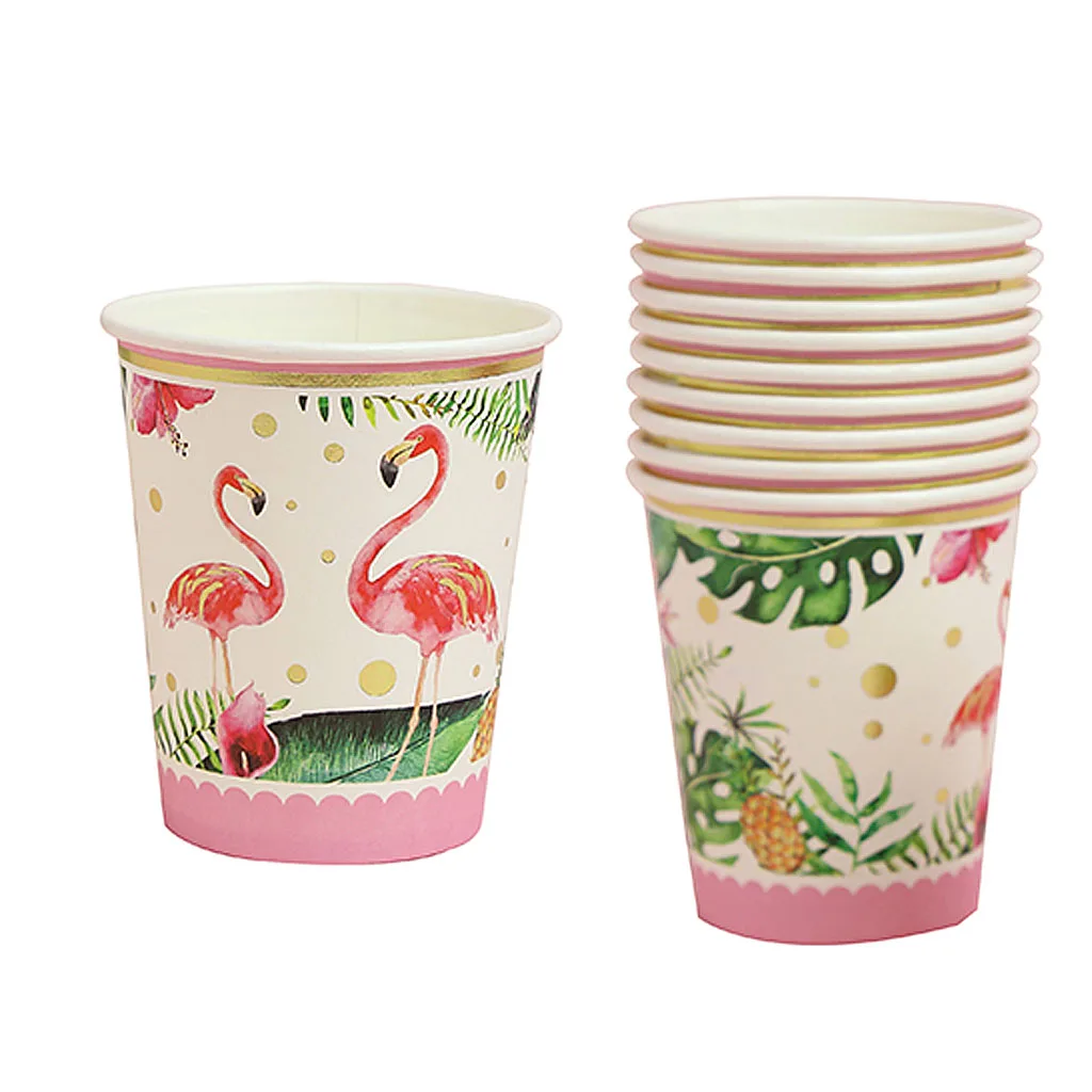 10pcs Tropical Flamingo Paper Disposable Cups Baby Shower Party Table Decoration
