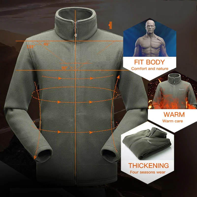 QUESHARK 4XL осенне-зимняя мужская и женская теплая флисовая куртка ветрозащитная походная Лыжная куртка