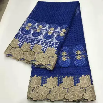 

African Lace Fabric French Royal blue Guipure Color cotton Lace Fabric High Quality Nigerian Cord Lace Fabric For Wedding Dress