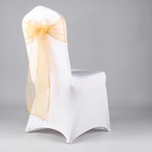 100 шт 18*275 см органза/Organdy створки тканевый бант золотого цвета свадьбы и банкета стул Декорации для свадьбы