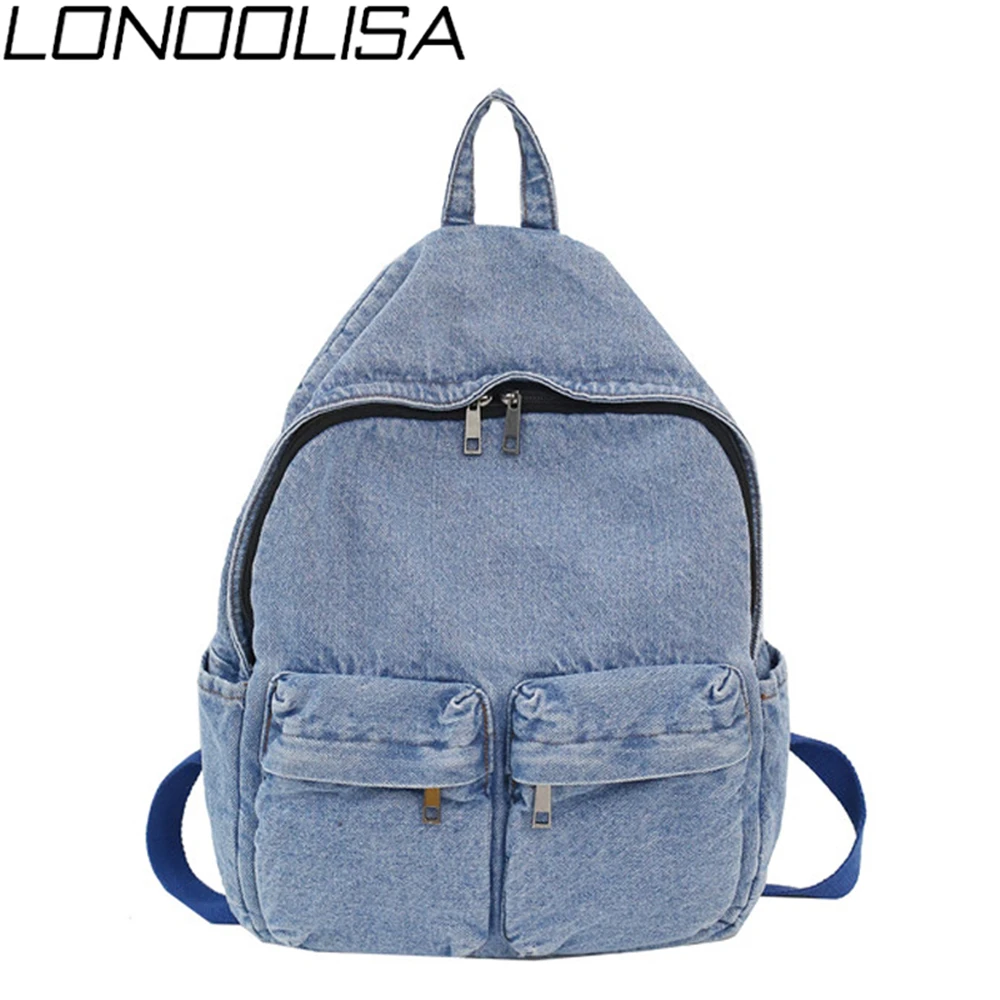 Унисекс модная синяя джинсовая ткань рюкзак большой емкости школьные сумки для подростков девочек и мальчиков нейтральный ветер Harajuku дорожная сумка